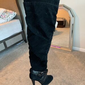 Black Suede Over-the-Knee Boots Lake